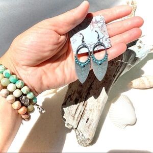 GORGEOUS Boho Gypsy shield earrings with a native/Pendleton/western vibe